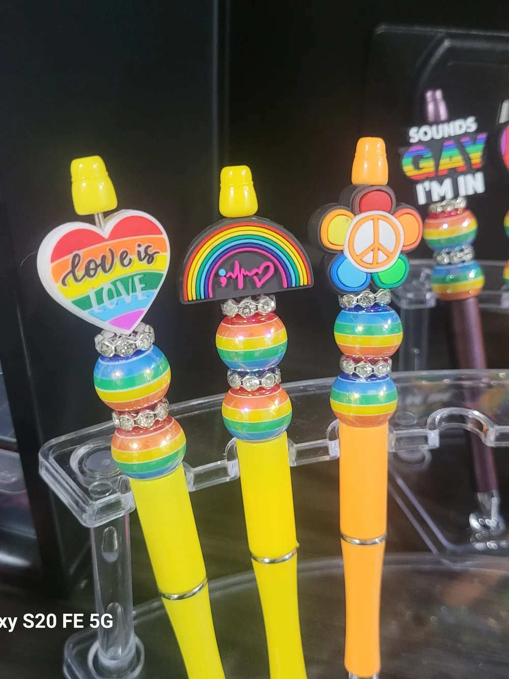 Handmade Rainbow Pride Beaded Pens